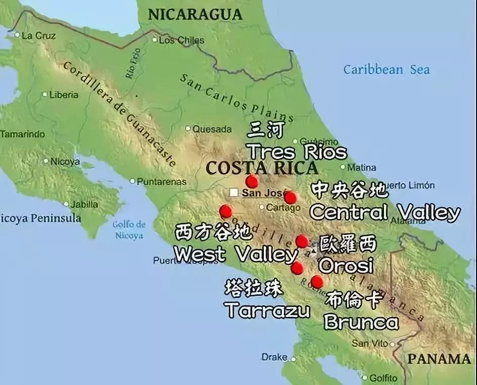2哥斯达黎加产区地图